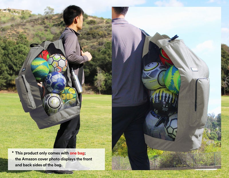 Fitdom Heavy Duty XL Soccer Mesh Equipment Ball Bag w/Adjustable Shoulder Strap Design for Coach. with an Over-Sized Front Pocket for Sporting Accessories. Best for All Outdoor & Water Gears - Image 2